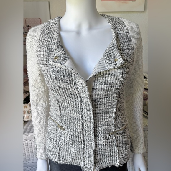 ANTHROPOLOGIE Cartonnier Cotton Tweed Jacket with Gold Metallic Threads size S - Picture 6 of 11